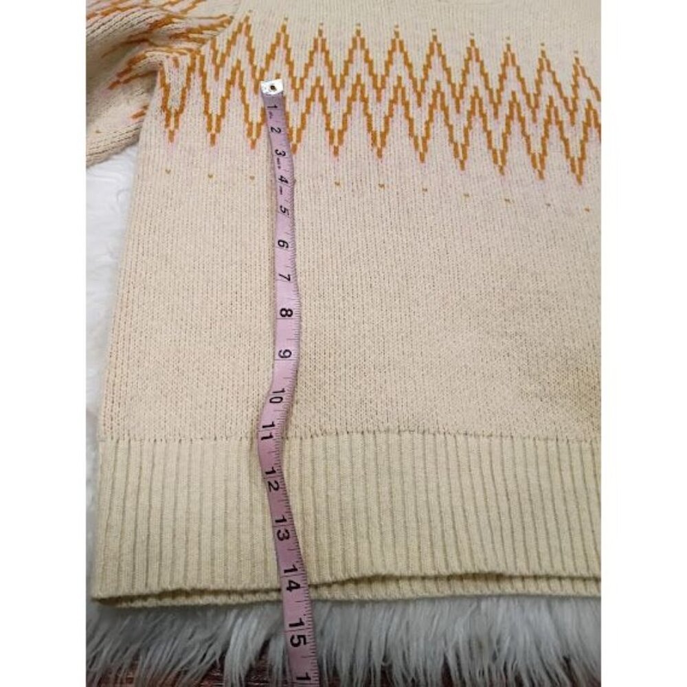 Patagonia Cream Sweater Zigzag Pattern Recycled Wool Blend Size S - Picture 8 of 8